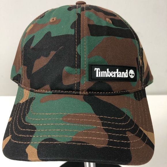 Timberland Camo Hat Cap Cotton Canvas NWT SnapBack Adjustment w Logo Camouflage - Picture 2 of 8